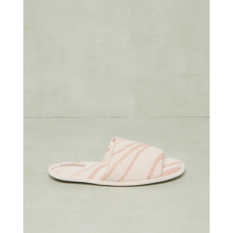 Women Beige Striped Slipper|Small|Medium|Large