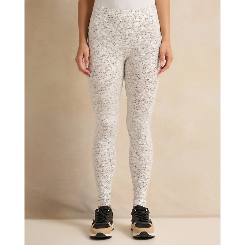 Women Black And White Plain Leggings Set (Pack Of 2)