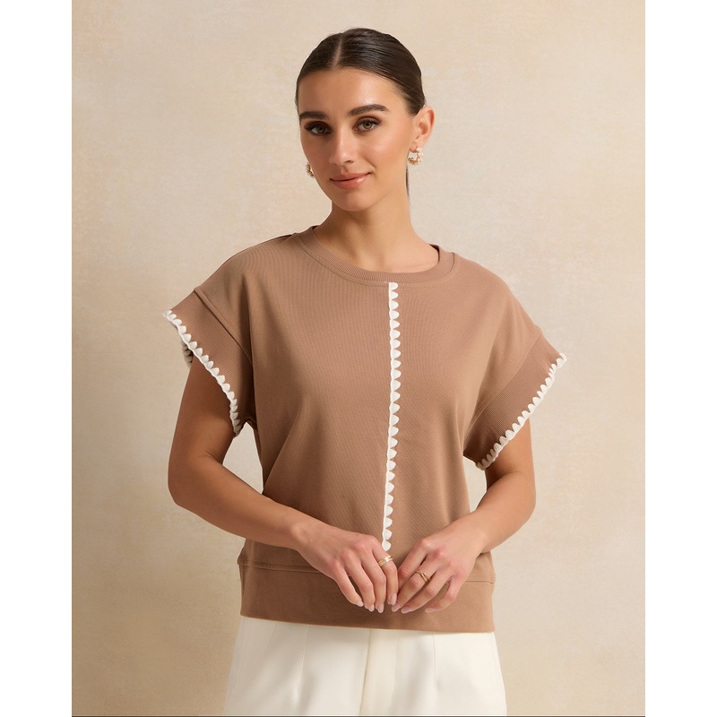 Women Brown Embroidered Top|UK8|UK10|UK12|UK14|UK16|UK18