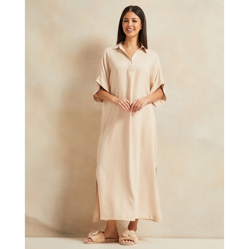 Women Ivory kaftan Drop Shoulder Nightgown