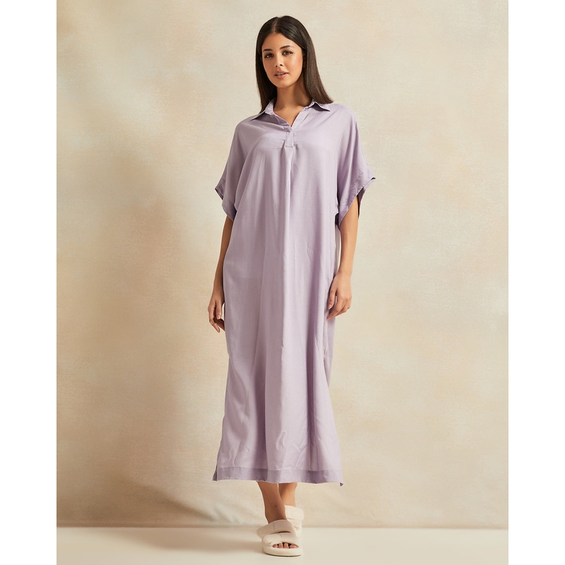 Women Lilac Kaftan Drop Shoulder Nightgown