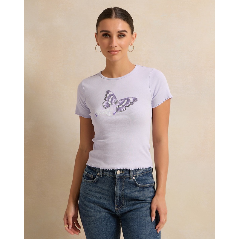 Women Lilac Printed T-Shirt|UK8|UK10|UK12|UK14|UK16|UK18