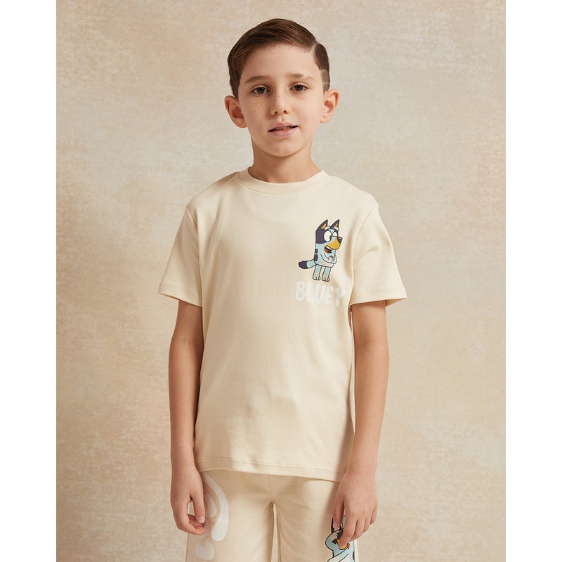 Boys Beige Bluey Print T-Shirt