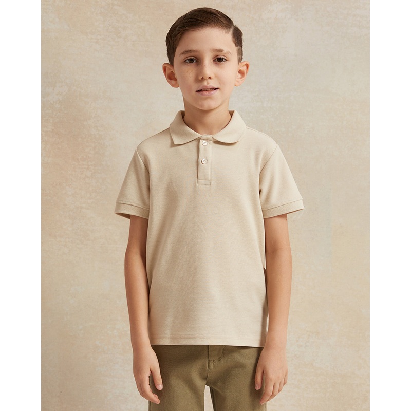 Boys Beige Polo T-Shirt|2-3 Years|3-4 Years|4-5 Years|5-6 Years|6-7 Years|7-8 Years