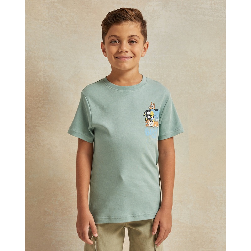 Boys Green Bluey Print T-Shirt
