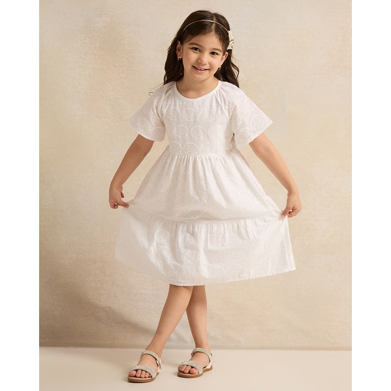 Girls White Embroidered Dress|2-3 Years|3-4 Years|4-5 Years|5-6 Years|6-7 Years|7-8 Years
