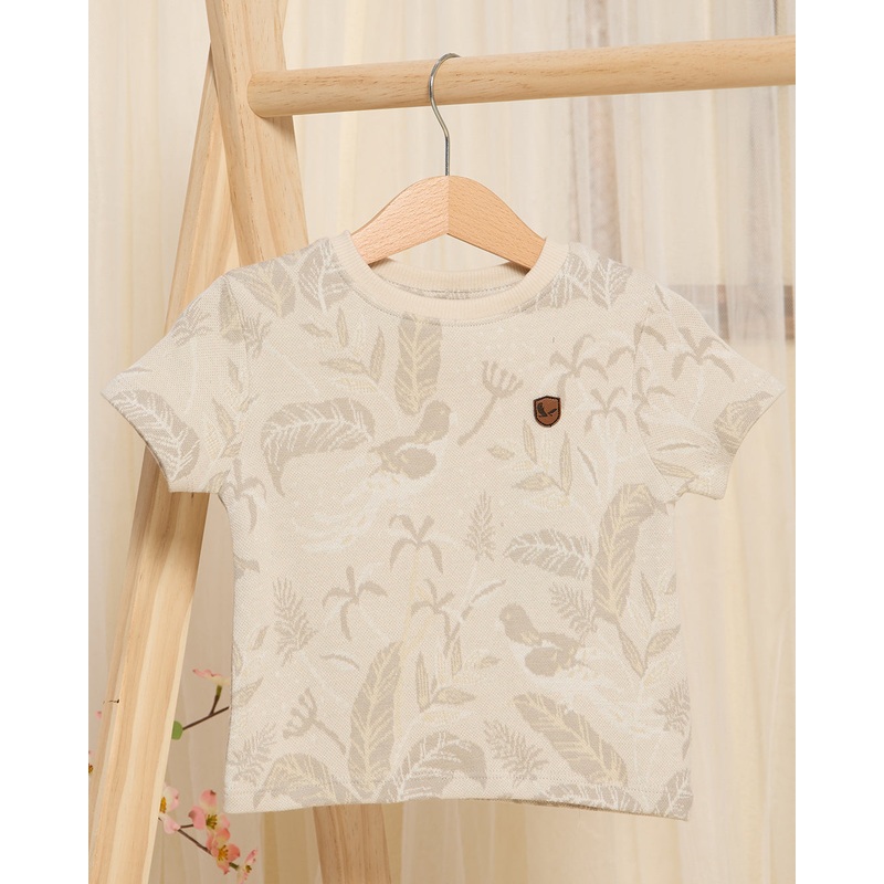 Infant Boys Beige Printed T-Shirt