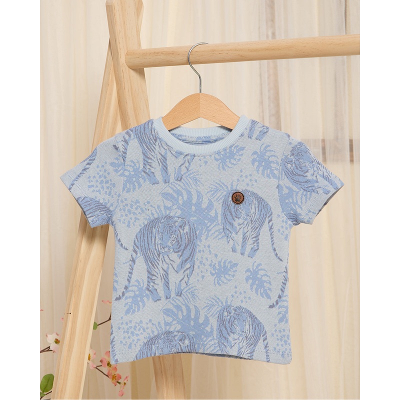Infant Boys Blue Tiger Printed T-Shirt