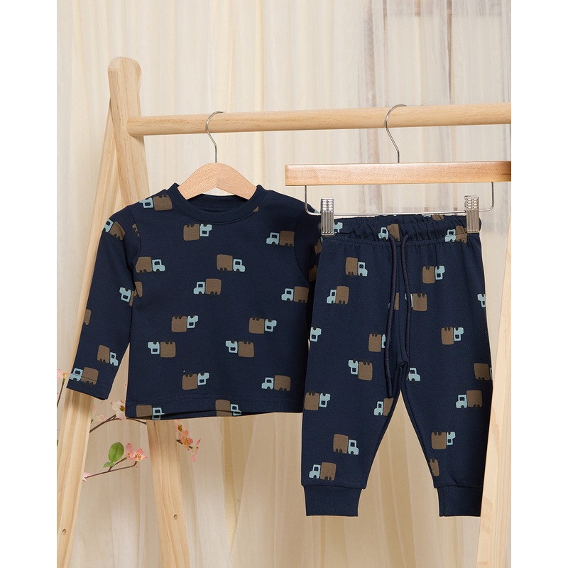 Infant Boys Navy Printed Pyjama Set (2 Piece)