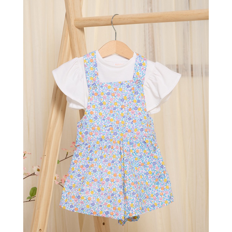 Infant Girls Blue Poplin Dress With T-Shirt (2 Piece)