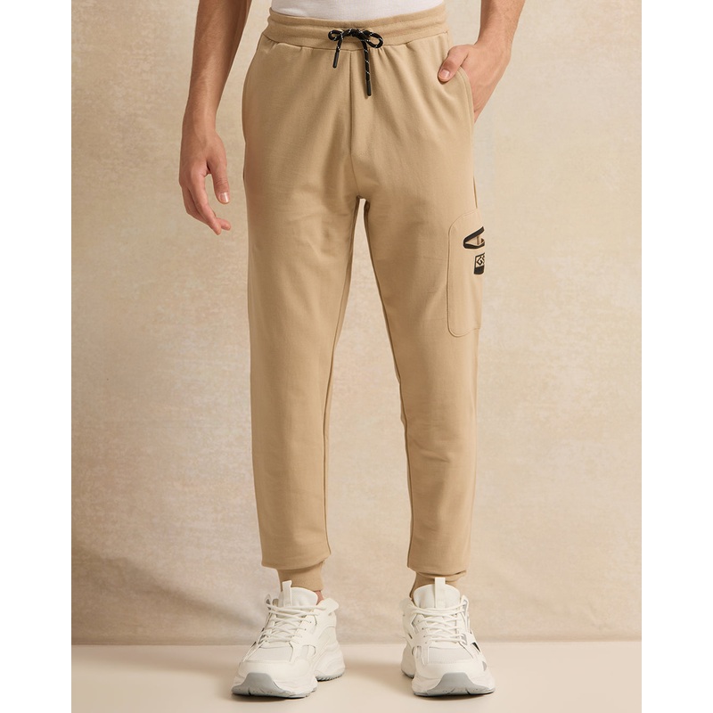 Senior Boys Beige Printed Active Pants