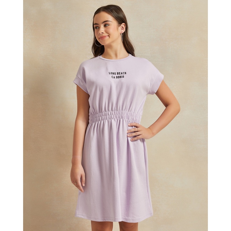 Senior Girls Lilac Printed Dress