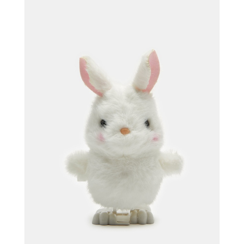 White Clockwork Walking Cute Rabbit