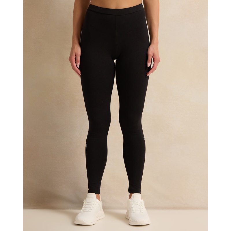 Women Black Side Print Detailed Leggings