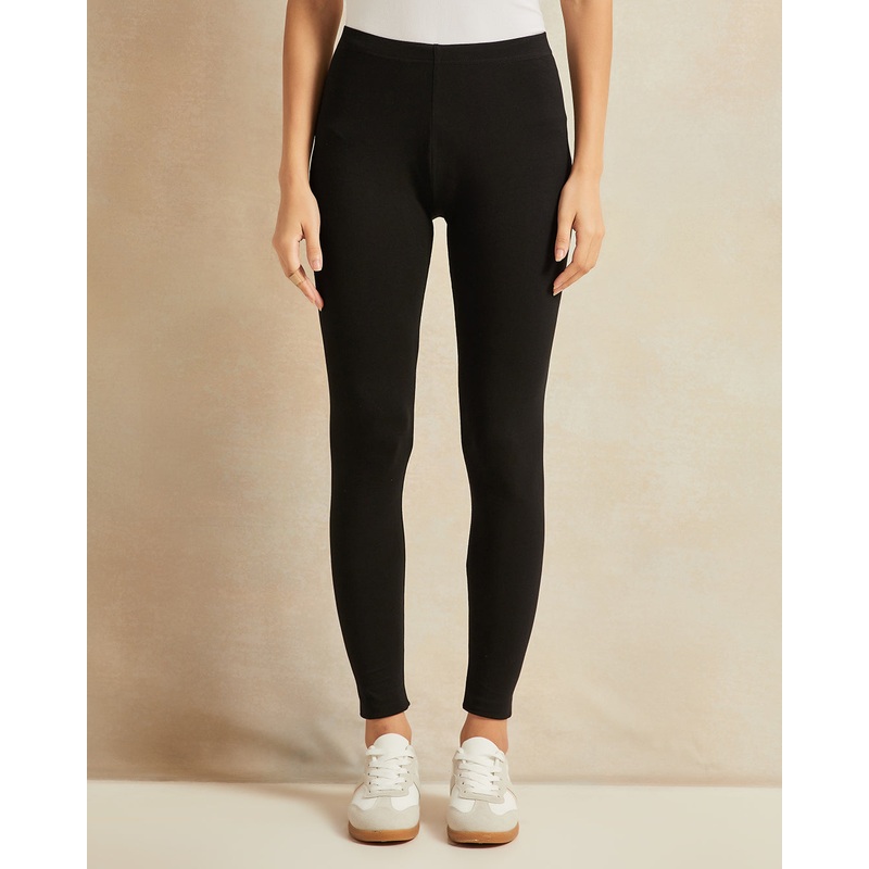 Women Charcoal And Black Leggings Set (Pack Of 2)