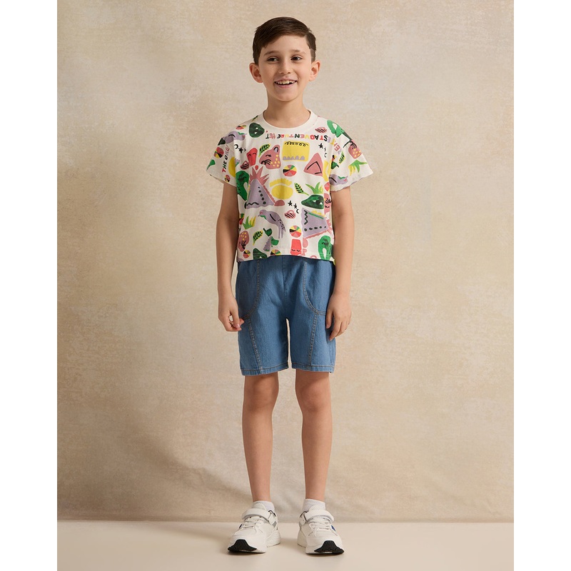 Boys Ivory Shirt With Shorts Set (2 Piece)