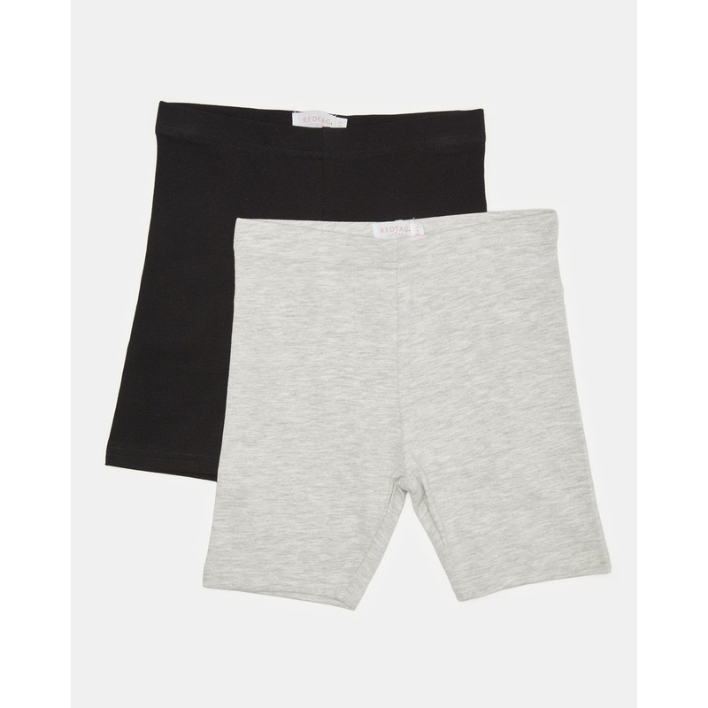 Girls Grey And Black Cycling Shorts (Pack of 2)