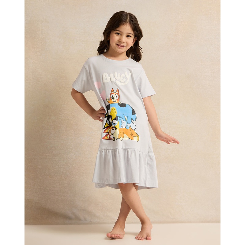 Girls Grey Printed Nightdress|2-3 Years|3-4 Years|4-5 Years|5-6 Years|6-7 Years|7-8 Years