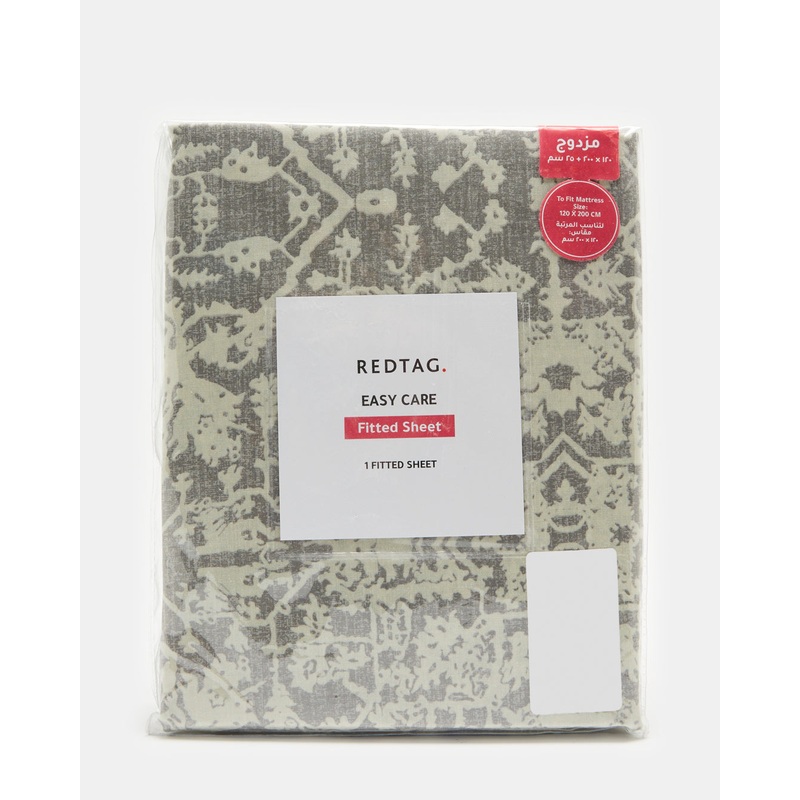 Grey Printed Fitted Sheet (Twin Size)