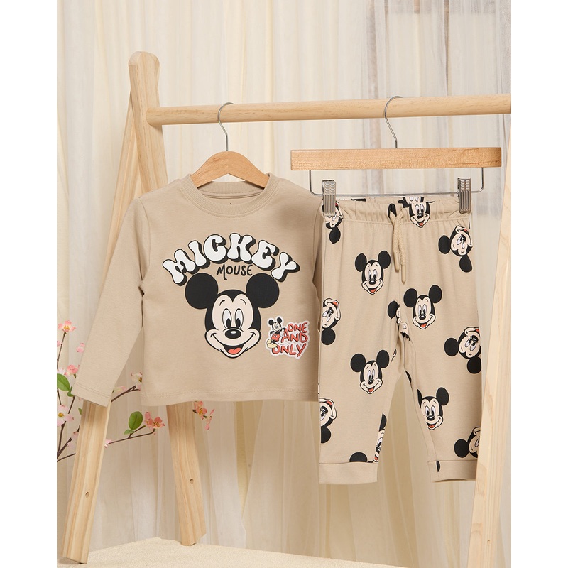 Infant Boys Beige Mickey Pyjama Set (2 Piece)