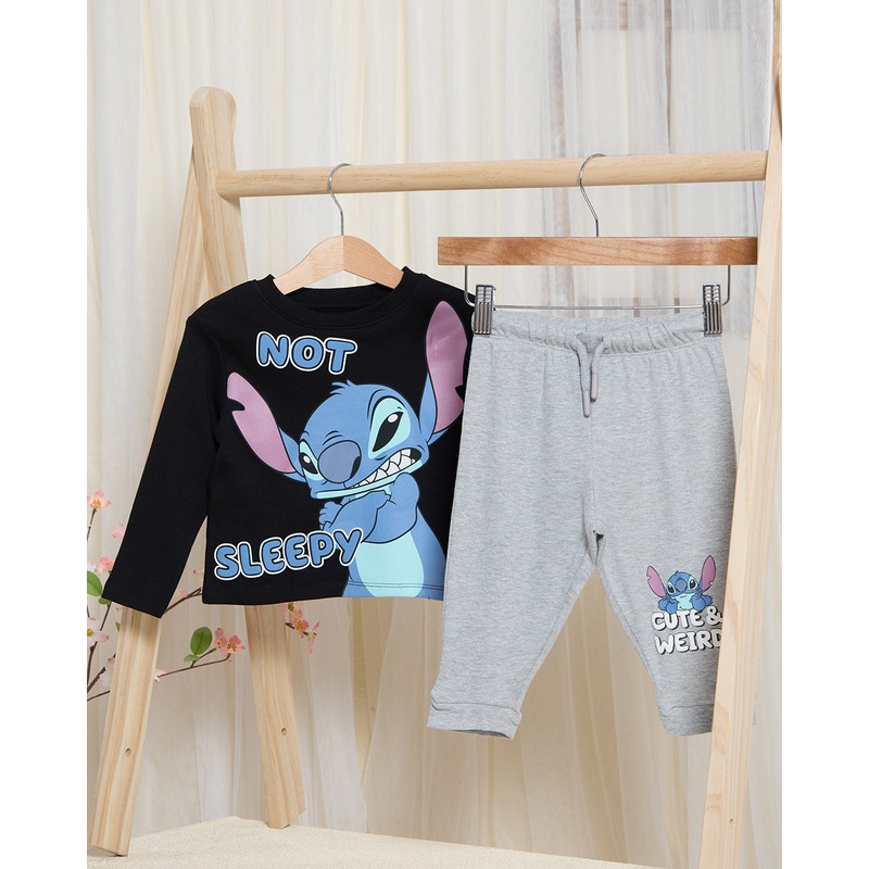 Infant Boys Black And Grey Stitch Pyjama Set (2 Piece)