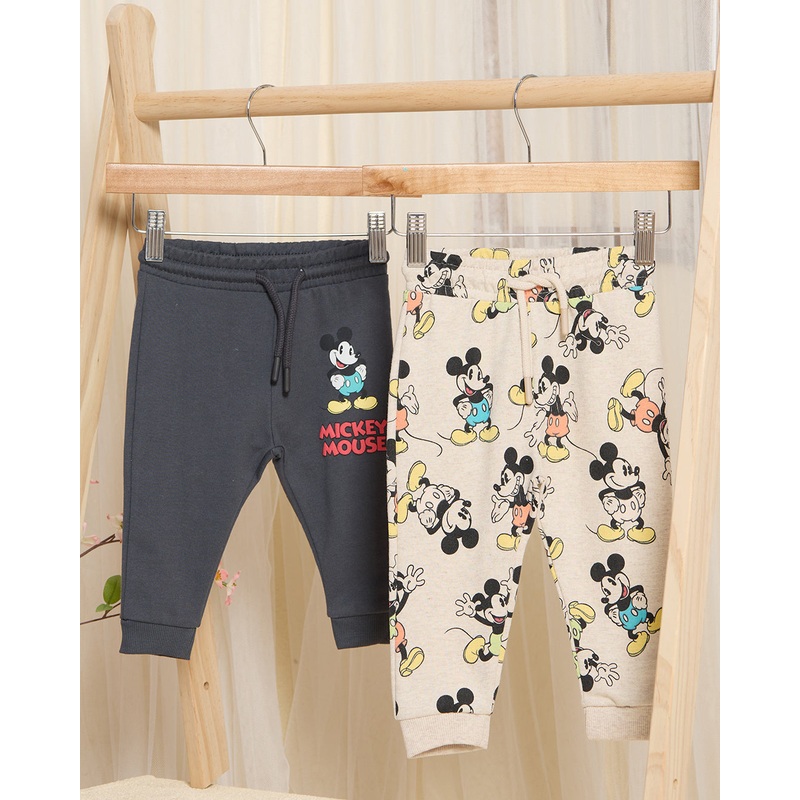 Infant Boys Ecru And Charcoal Active Pants Set (Pack Of 2)