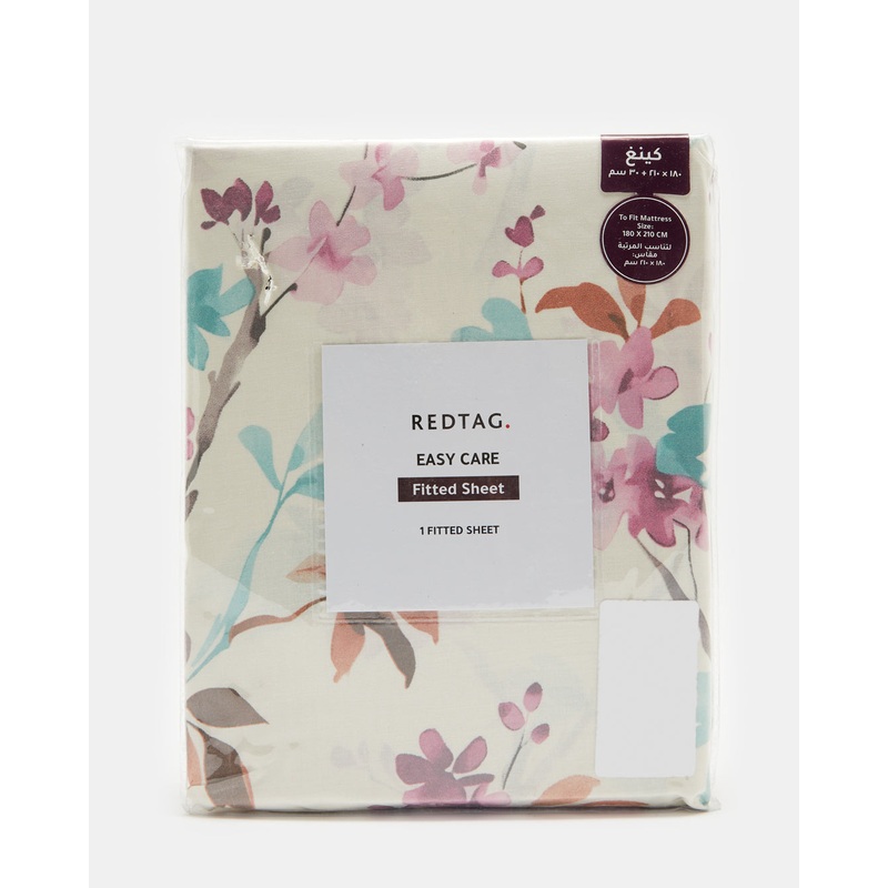 Ivory Printed Fitted Sheet (King Size)