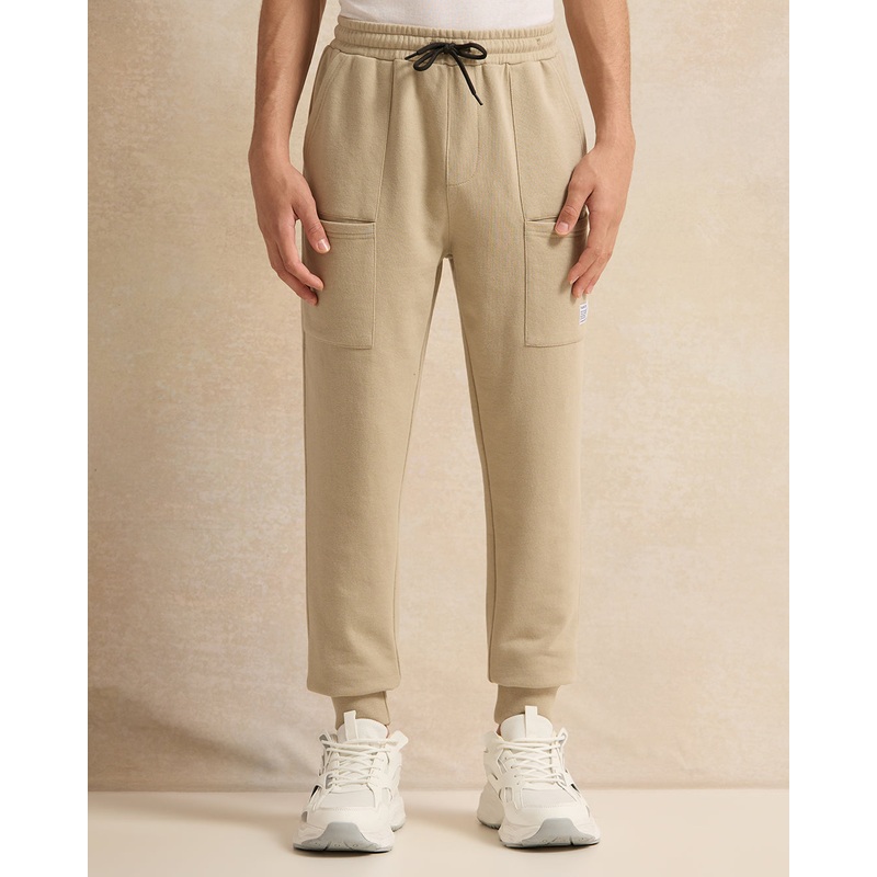 Senior Boys Beige Embellished Active Pants