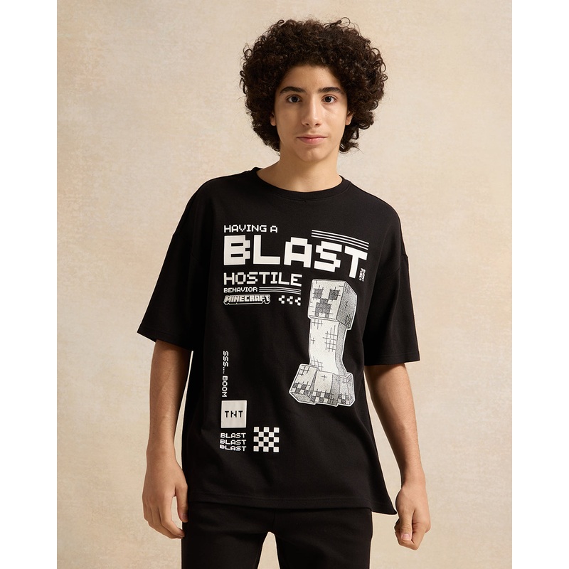 Senior Boys Black Blast Hostile Oversize Minecraft T-Shirt