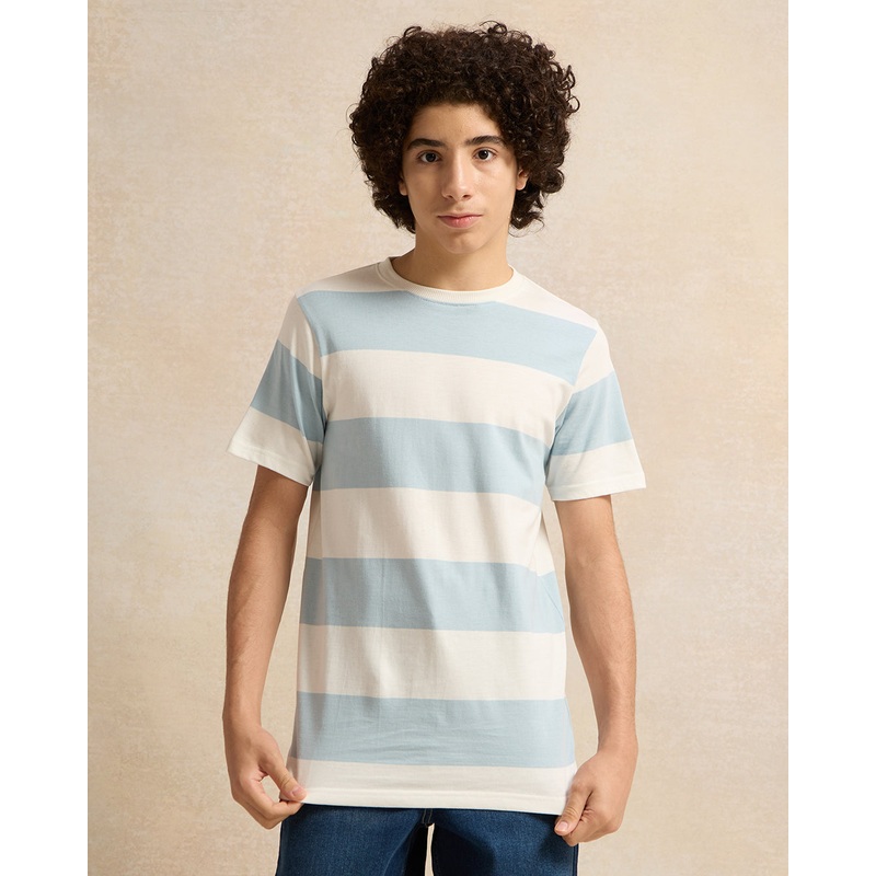 Senior Boys Blue Striped T-Shirt