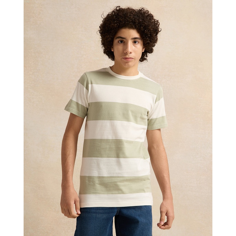 Senior Boys Mint Striped T-Shirt
