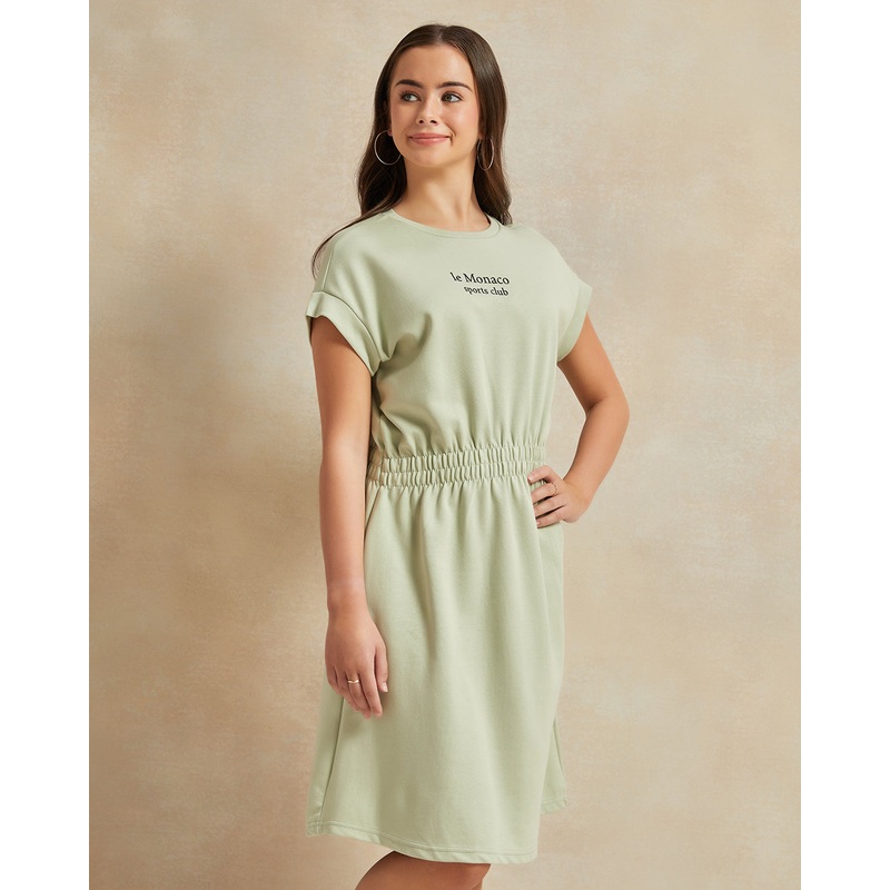 Senior Girls Mint Printed Dress