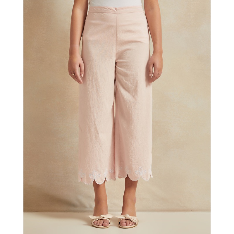 Senior Girls Pink Embroidered Culottes