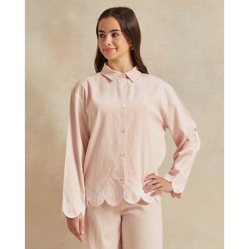 Senior Girls Pink Embroidered Shirt