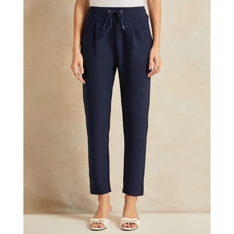 Women Navy With Drawcord Leggings