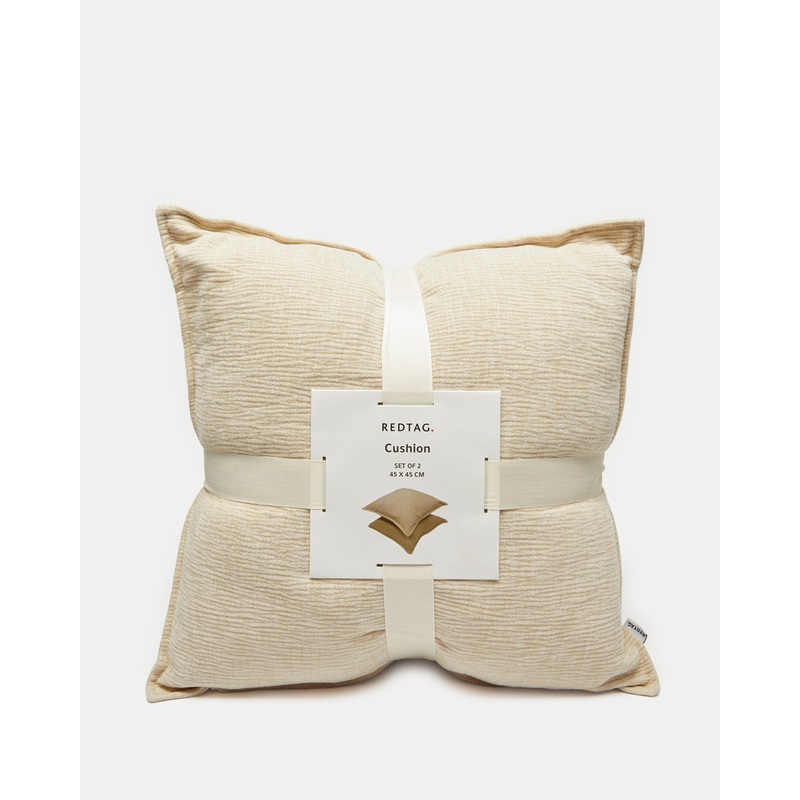 Beige Chenille Cushions (Pack of 2)