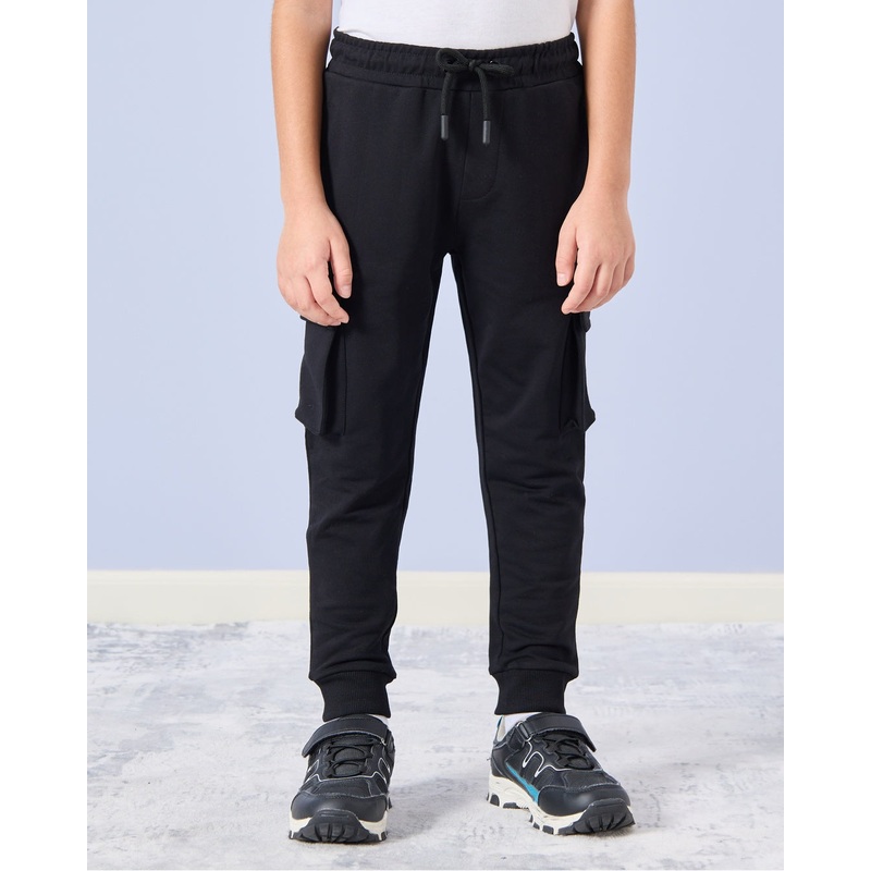 Boys Black Cargo Pocket Active Pants