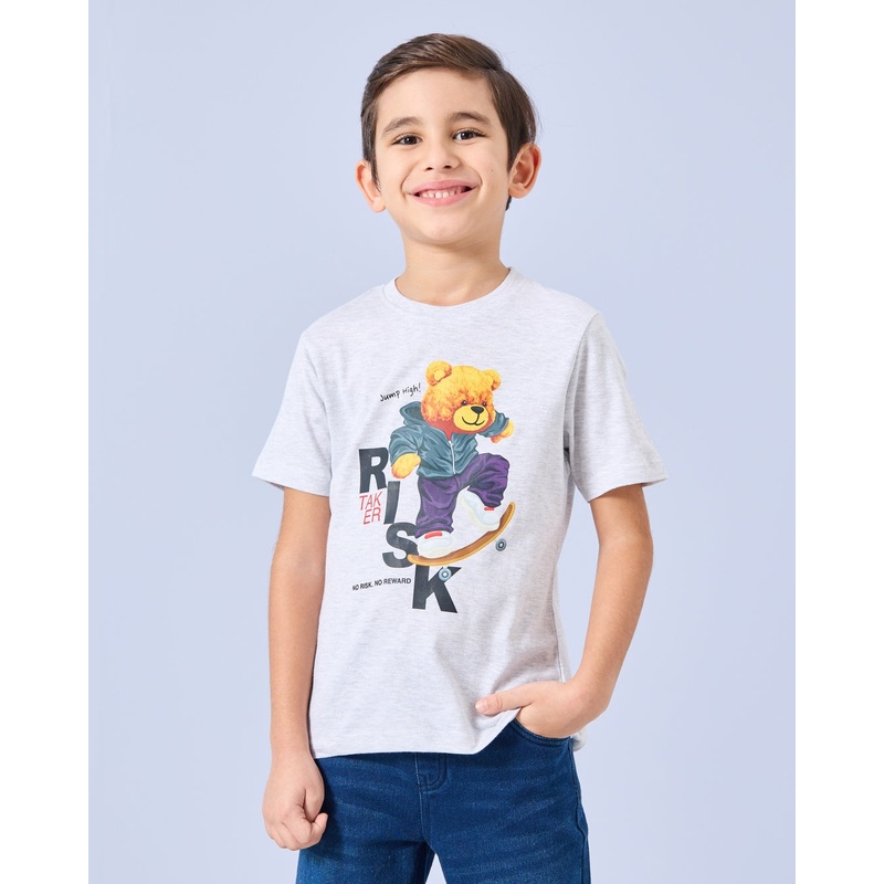 Boys Grey Risk Taker Print T-Shirt
