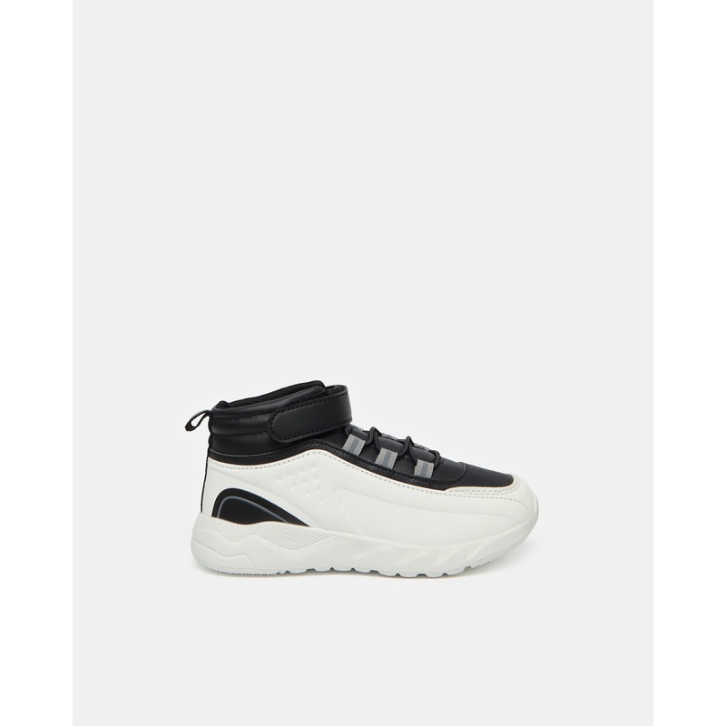 Boys White And Black High Top Sneakers