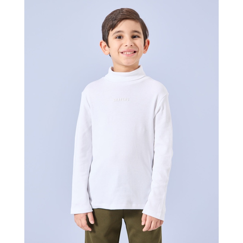 Boys White High Neck Skaters T-Shirt
