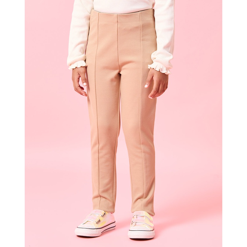 Girls Beige Paneled Leggings|2-3 Years|3-4 Years|4-5 Years|5-6 Years|6-7 Years|7-8 Years