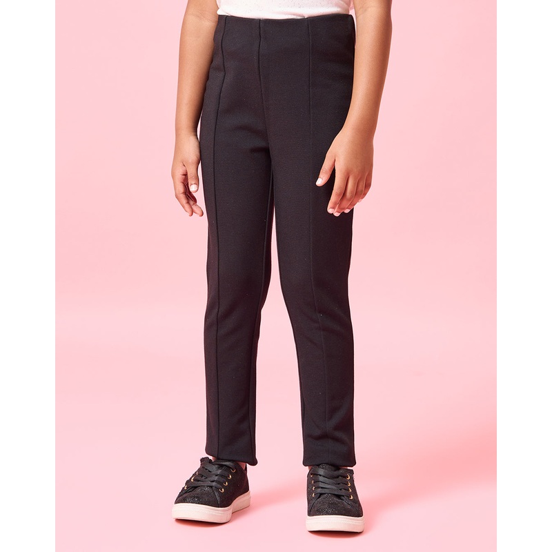 Girls Black Paneled Leggings|2-3 Years|3-4 Years|4-5 Years|5-6 Years|6-7 Years|7-8 Years