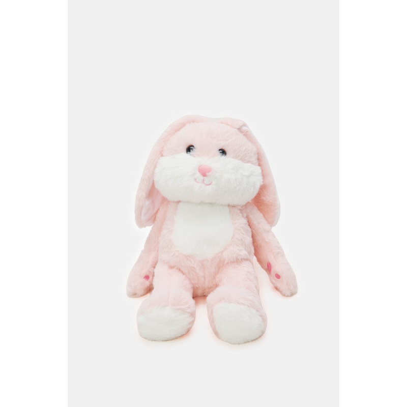 Girls Pink And White Colour Character Faux Fur Backpack