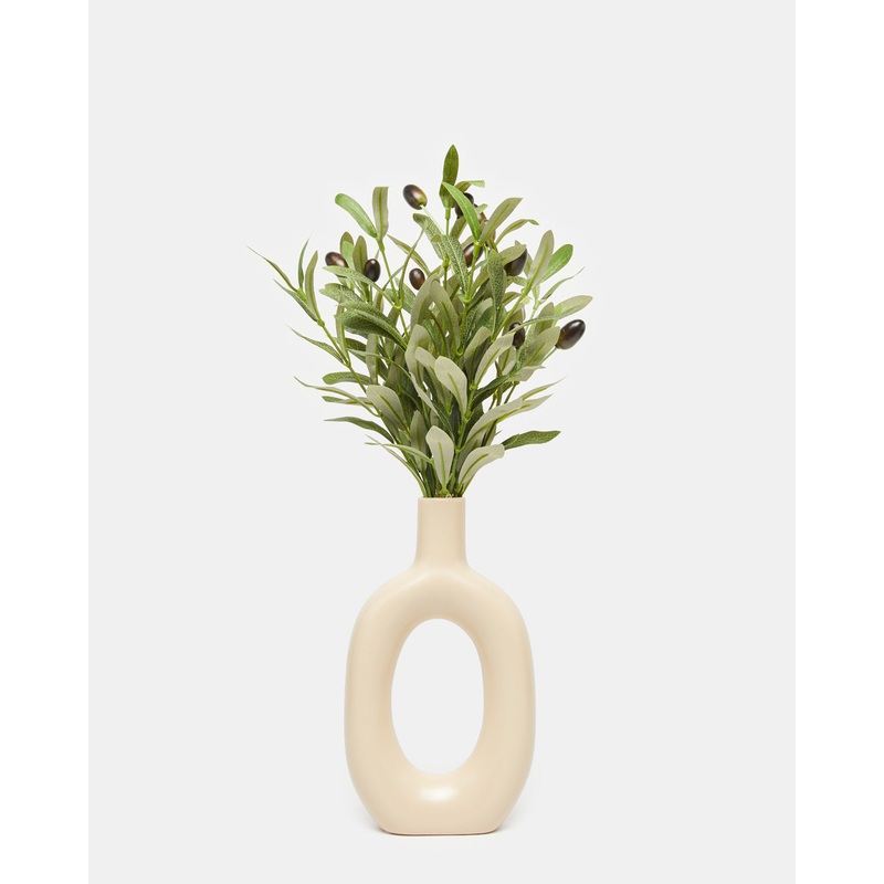 Olive Branches In Ceramic Vase