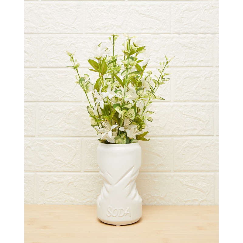 White Grass Lily Arrangement In Ceramic Vase