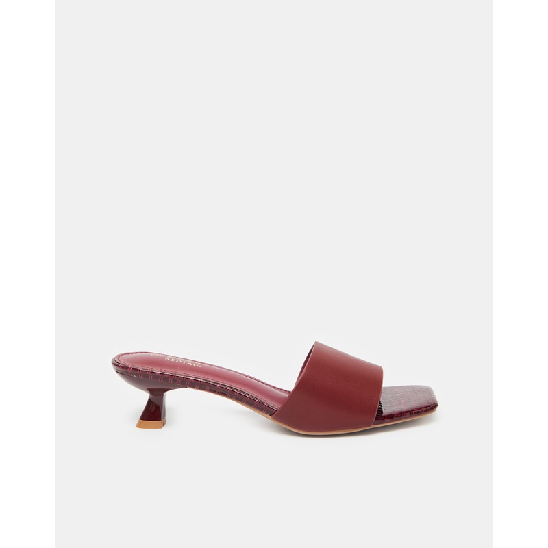 Women Burgundy Embellished Mule