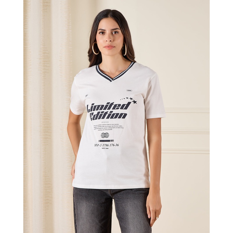 Women Ivory Prined T-Shirt|UK8|UK10|UK12|UK14|UK16|UK18