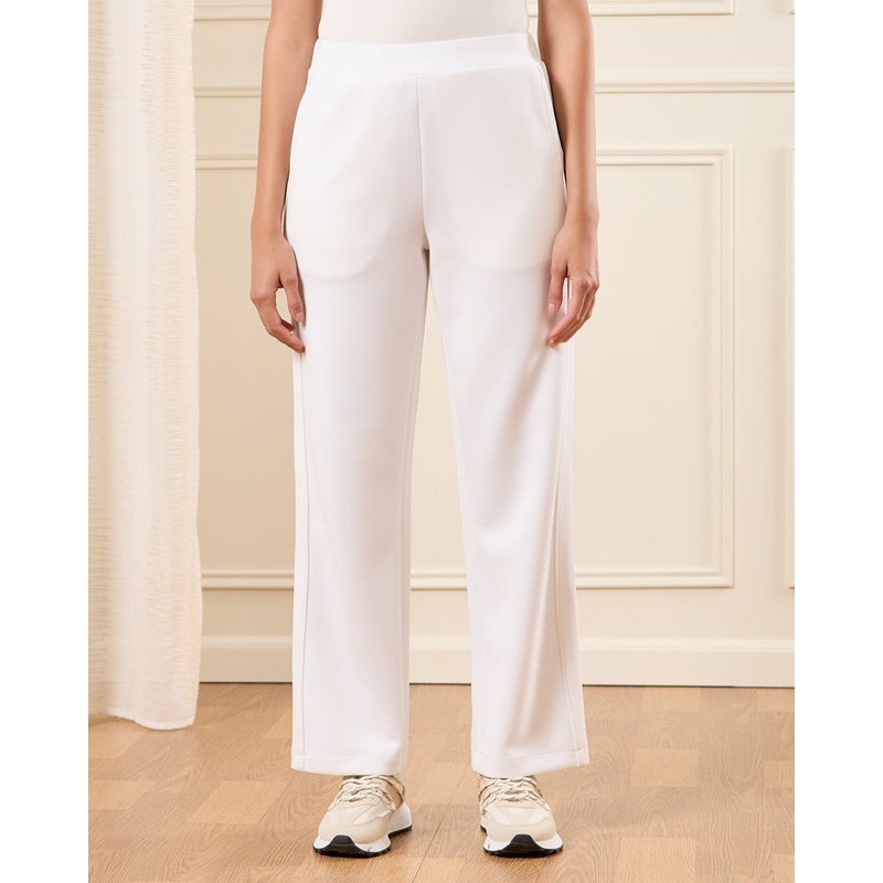 Women Ivory Wide Leg Active Pants