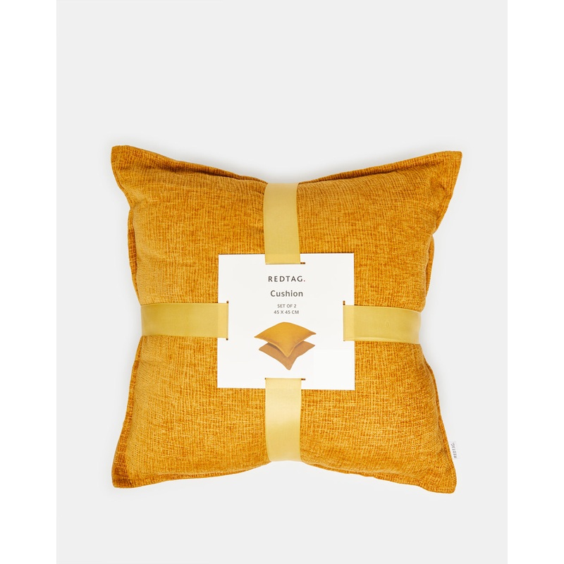 Yellow Chenille Cushions (Pack of 2)