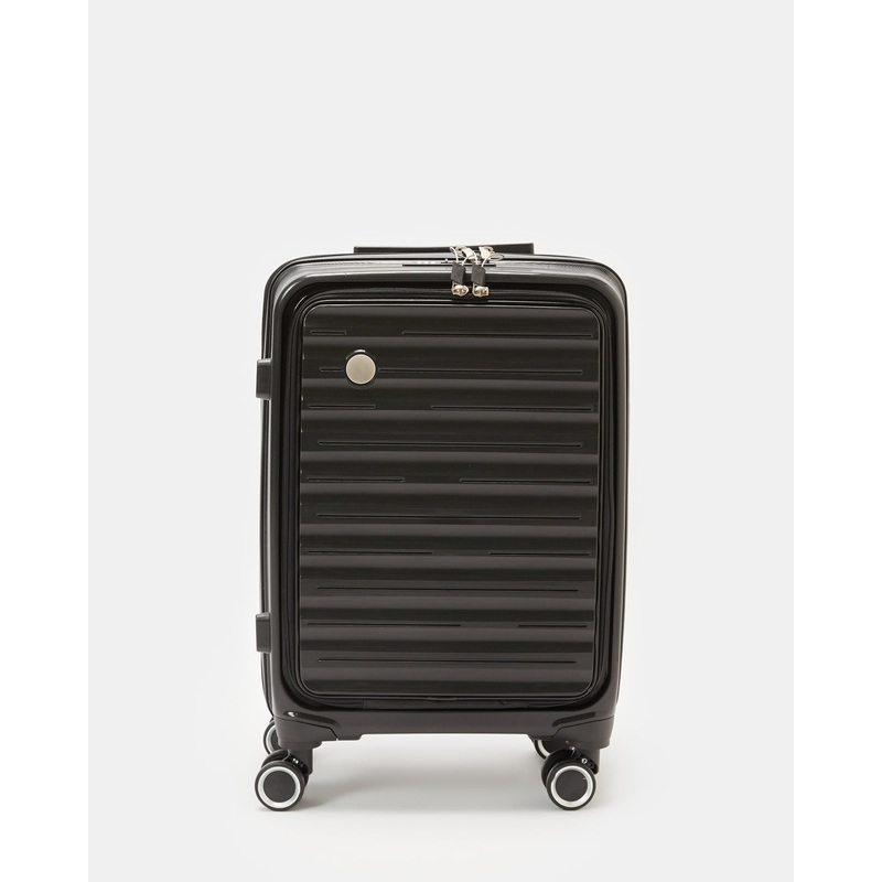 Black Textured Trolley Luggage Trolley (20 Inch)